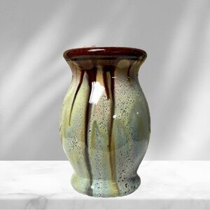 Brown Drip Vintage Studio Pottery Vase Decor